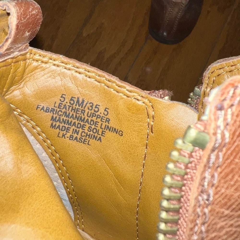 Lucky Brand Basel Brown Leather Distressed Ankle Booties Size 5.5 - Picture 11 of 12